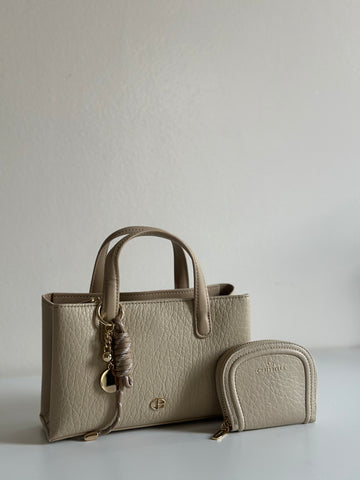 Elegant Structured Mini Tote Bag with Charm – 2-Way Carry