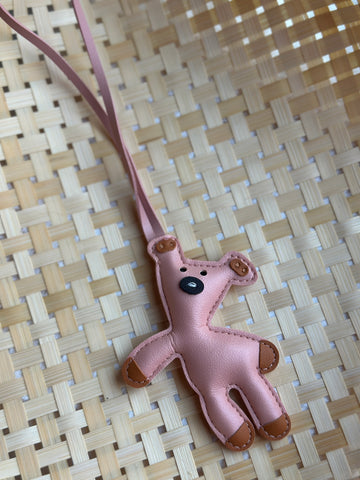 Handmade Leather Bear Bag and Key Charm
