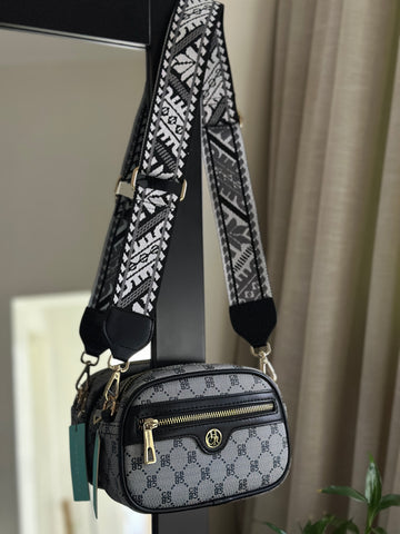 Chrisbella Patterned Guitar Strap Monogram Crossbody Bag