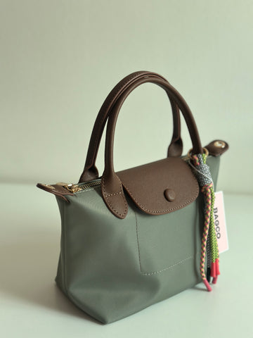 Bagco Durable Nylon Tote with Leather Flap – Small