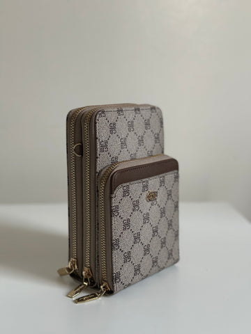 CB Monogram Triple-Zip Phone Bag