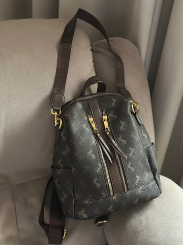 Convertible Brown Monogram Backpack – Stylish & Functional