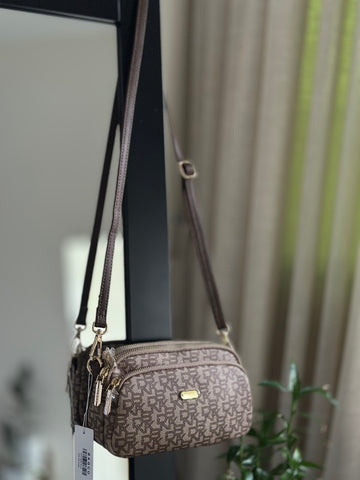 BAGCO Triple-Compartment Monogram Crossbody