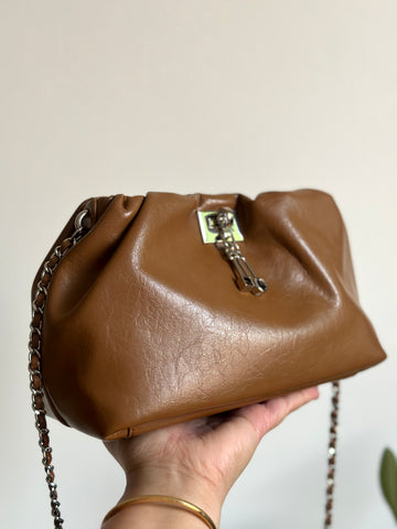 Chic Brown Chain Shoulder Bag