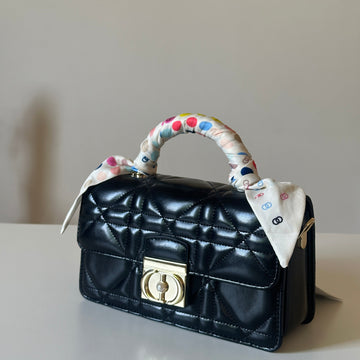 Top handle Quilted Handbag With Twilly
