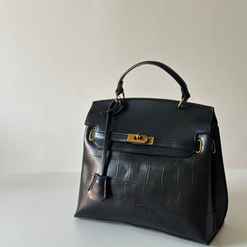 Luxe Croco-Embossed Top Handle Bag