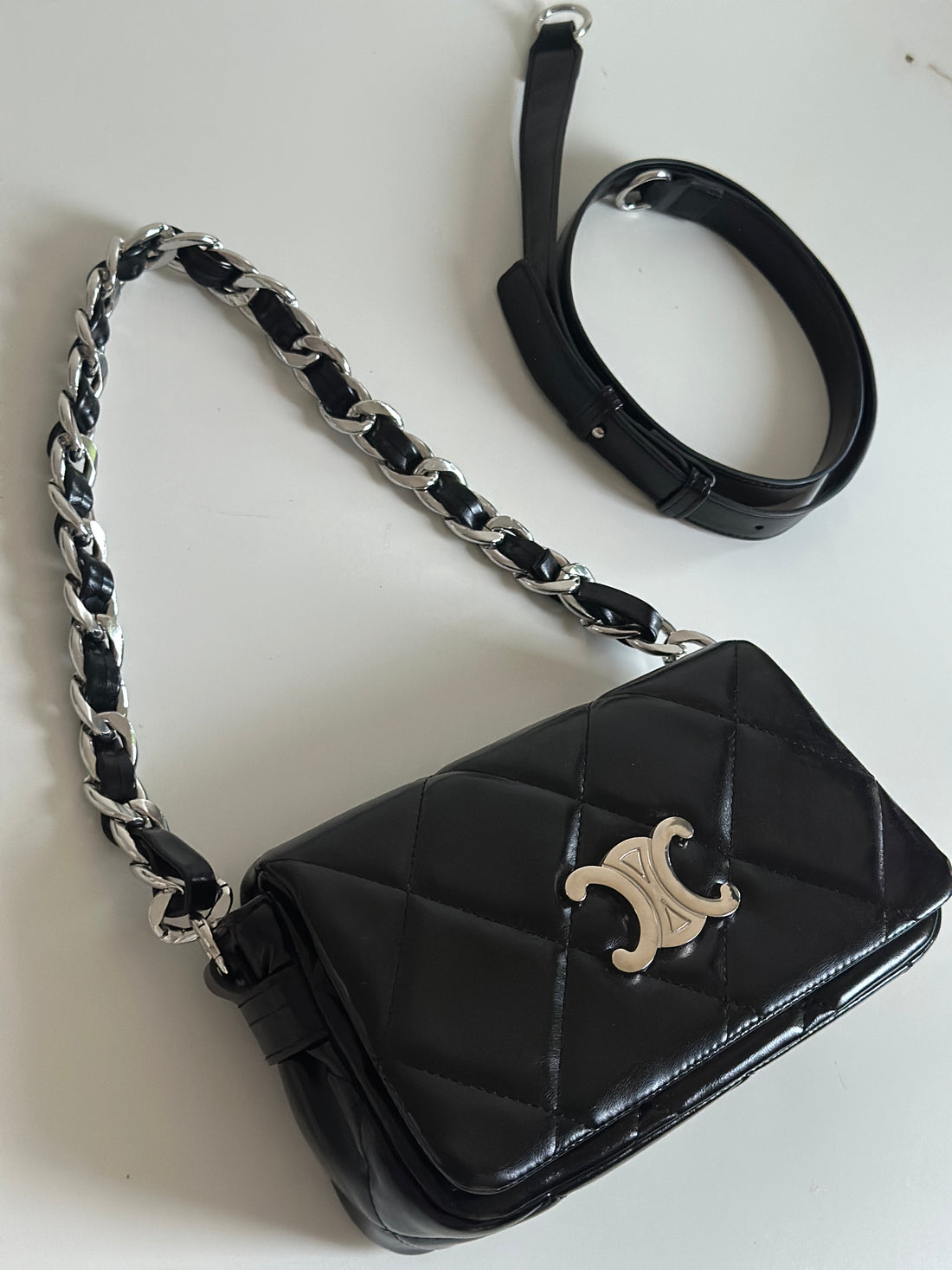 Classic Black Quilted Shoulder Bag with Dual Strap Options