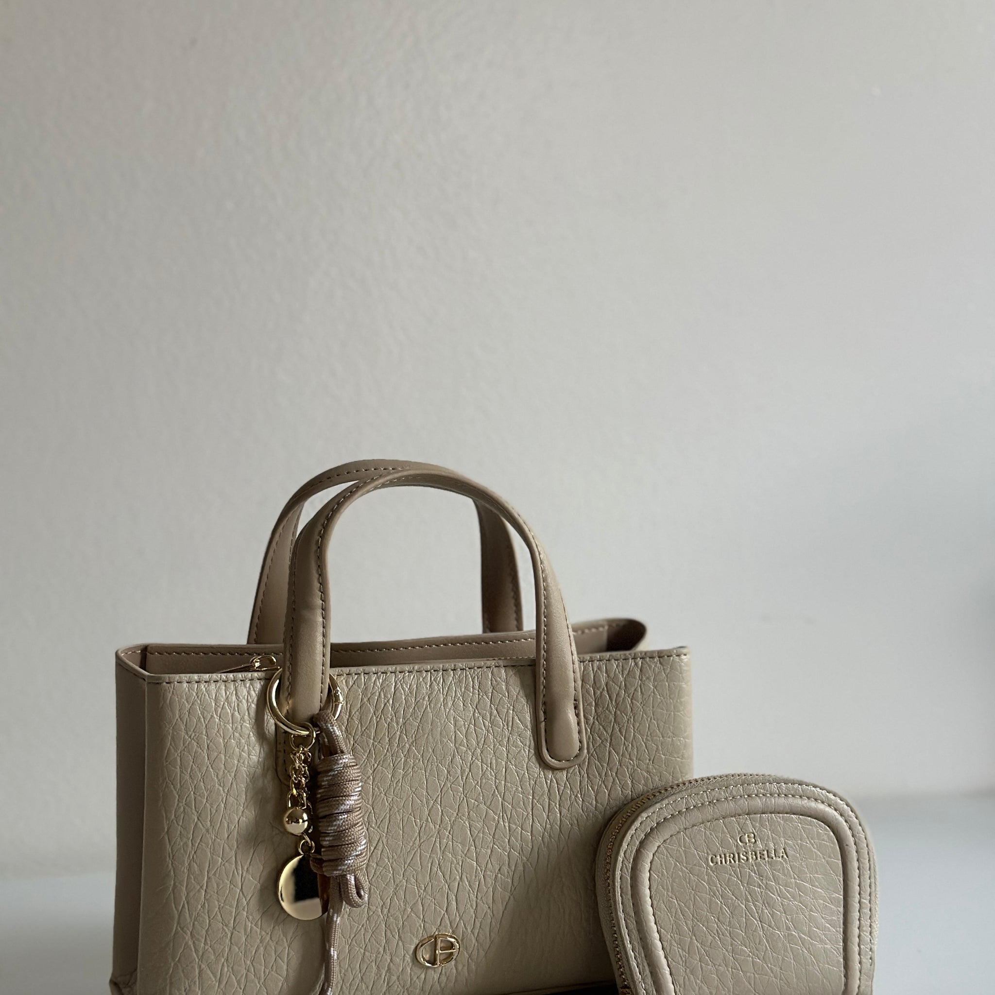 Elegant Structured Mini Tote Bag with Charm – 2-Way Carry