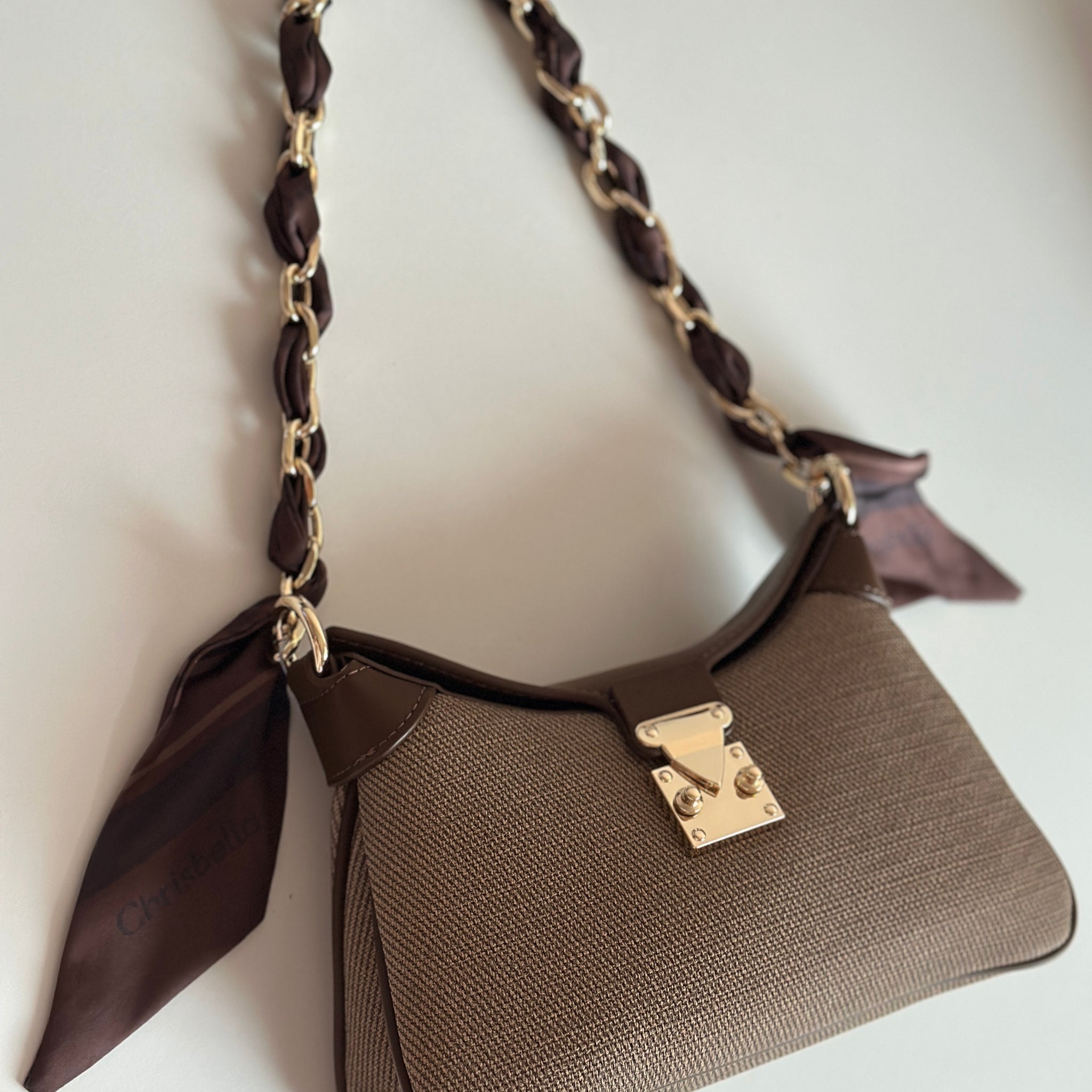 Textured Baguette Shoulder Bag with Dual Straps