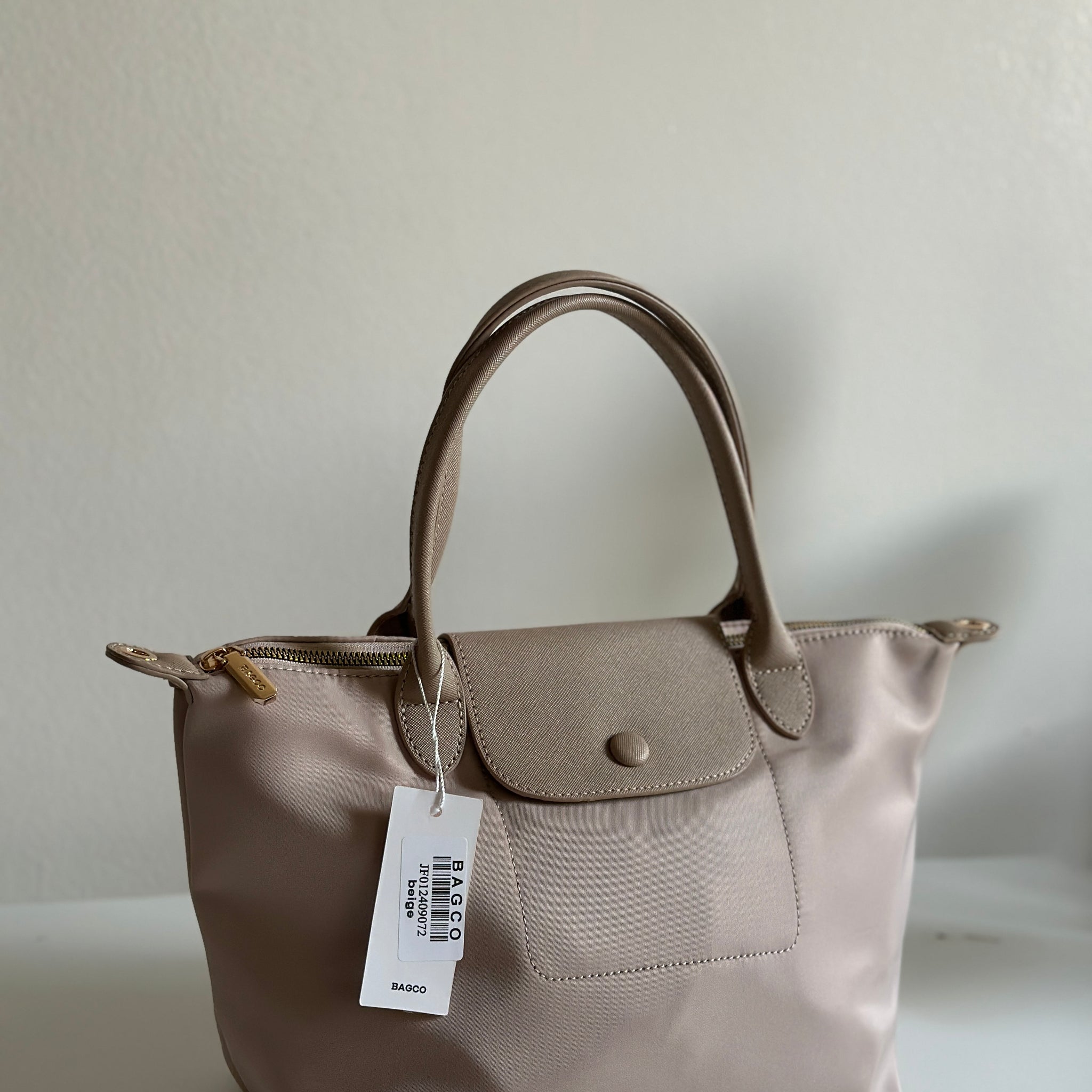 Bagco Durable Nylon Tote with Leather Flap – Medium
