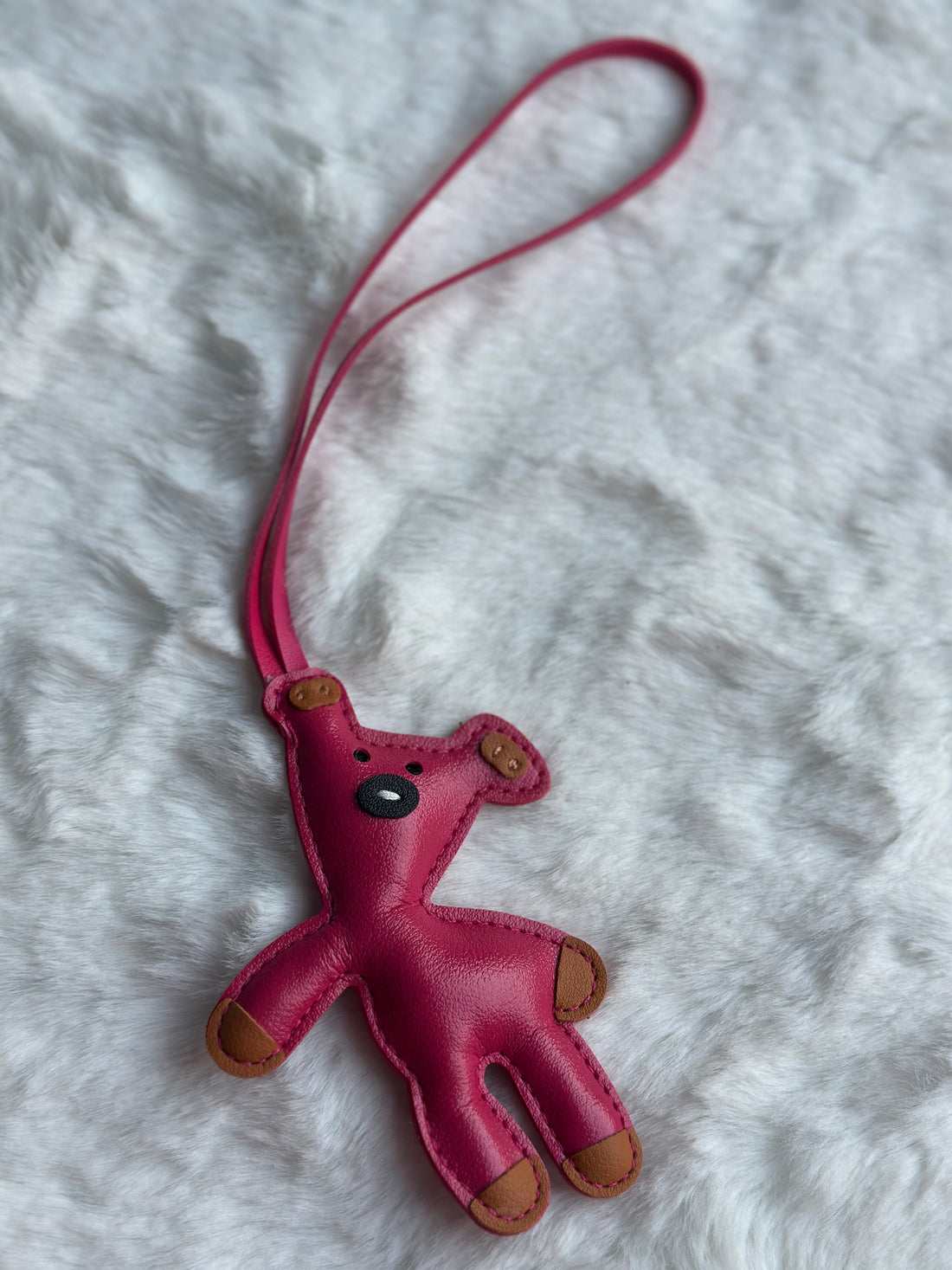 Handmade Leather Bear Bag and Key Charm