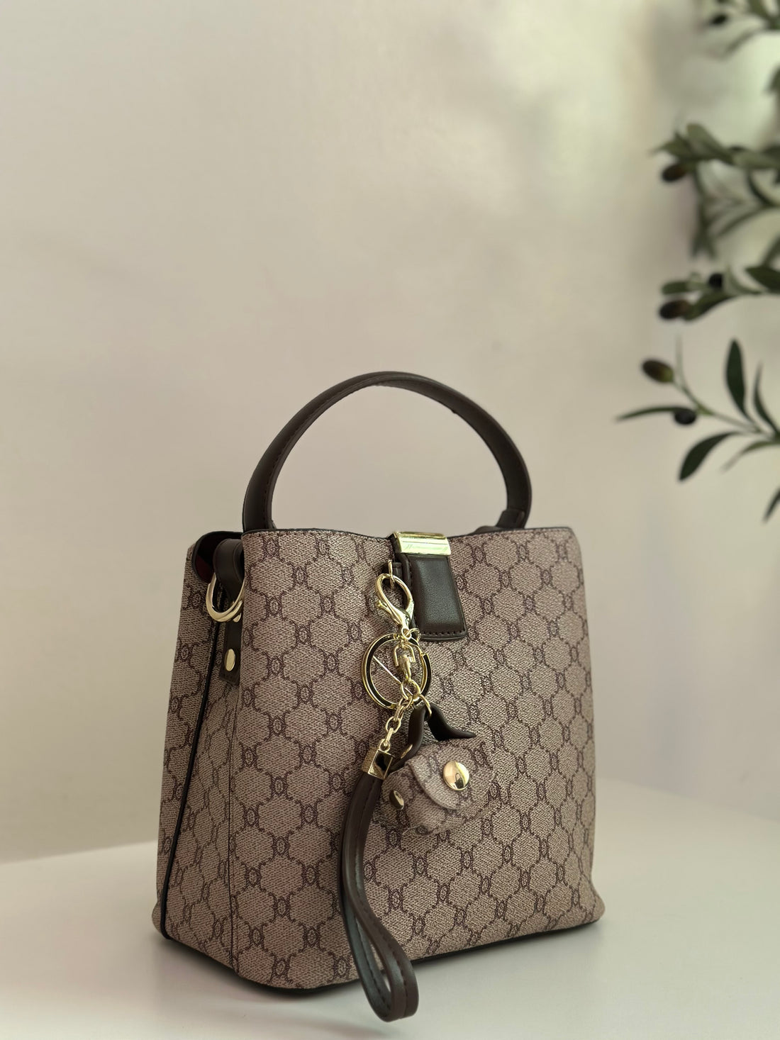 Elegant Monogram Top Handle Crossbody Bag