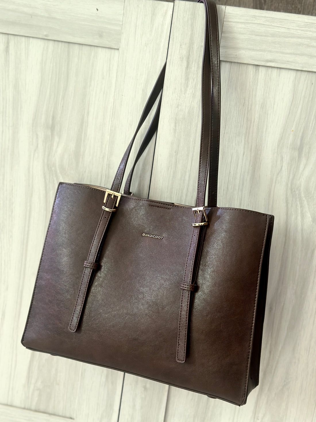 Bandicoot Classic Brown Structured Tote Bag