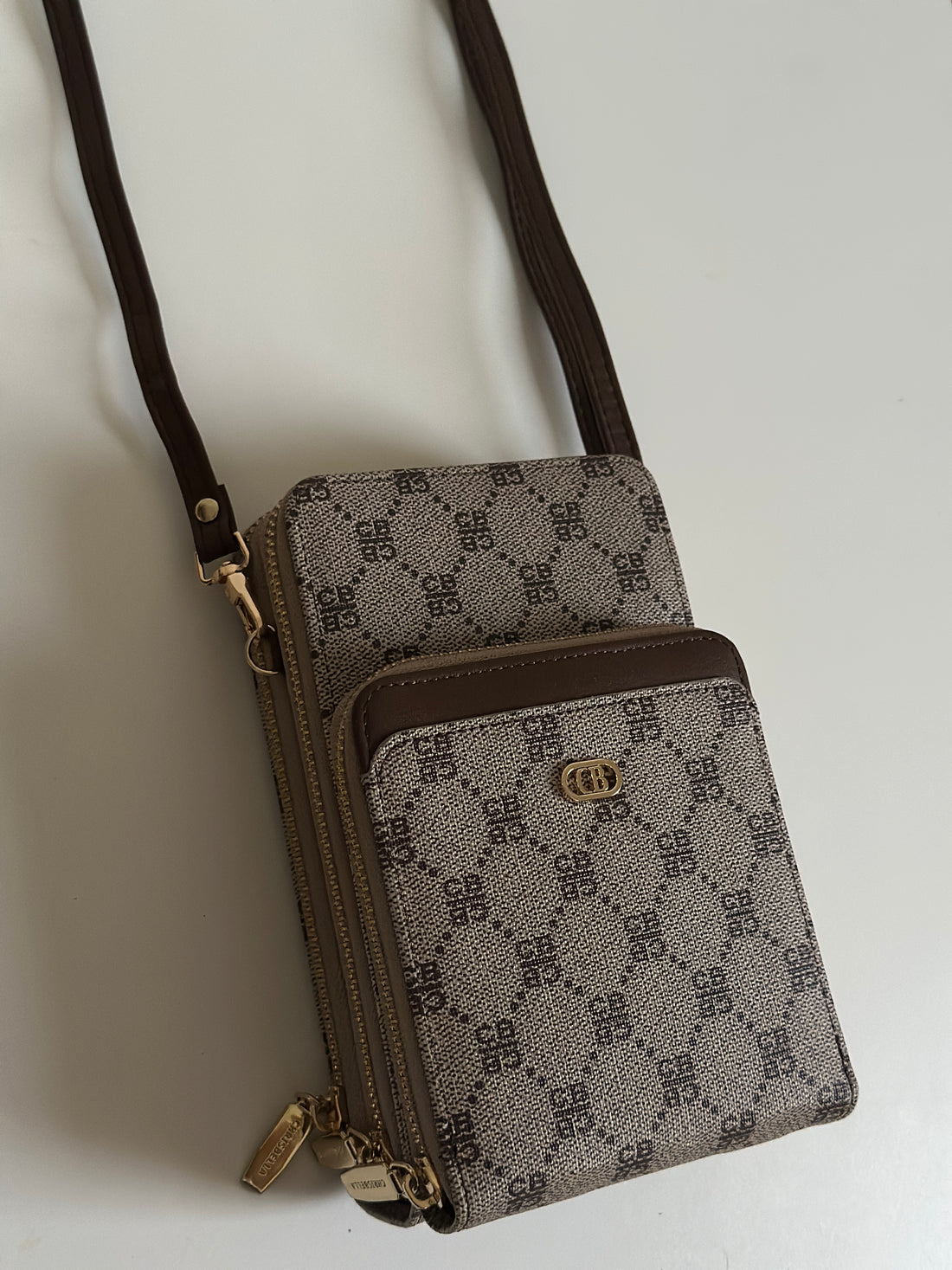 CB Monogram Triple-Zip Phone Bag