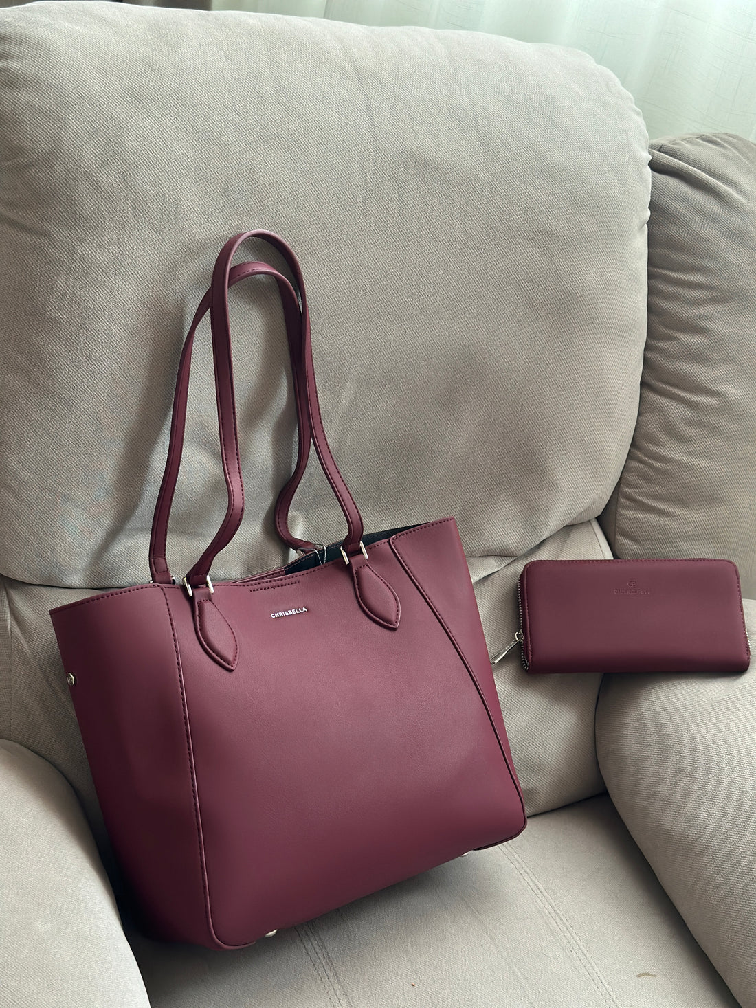 Chrisbella Elegant Tote Bag with Scarf & Wallet – 35.5cm