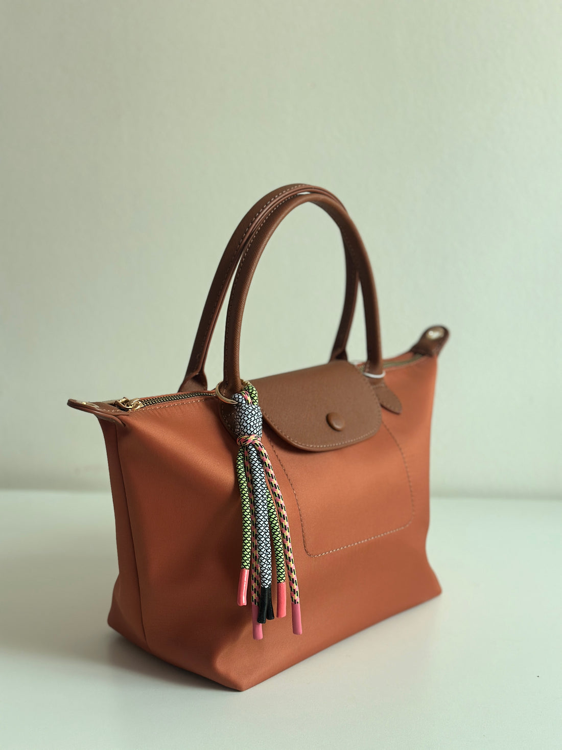 Bagco Durable Nylon Tote with Leather Flap – Medium