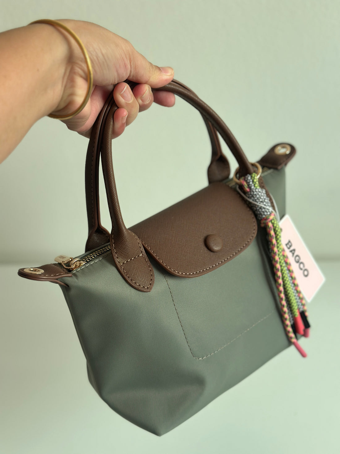 Bagco Durable Nylon Tote with Leather Flap – Small