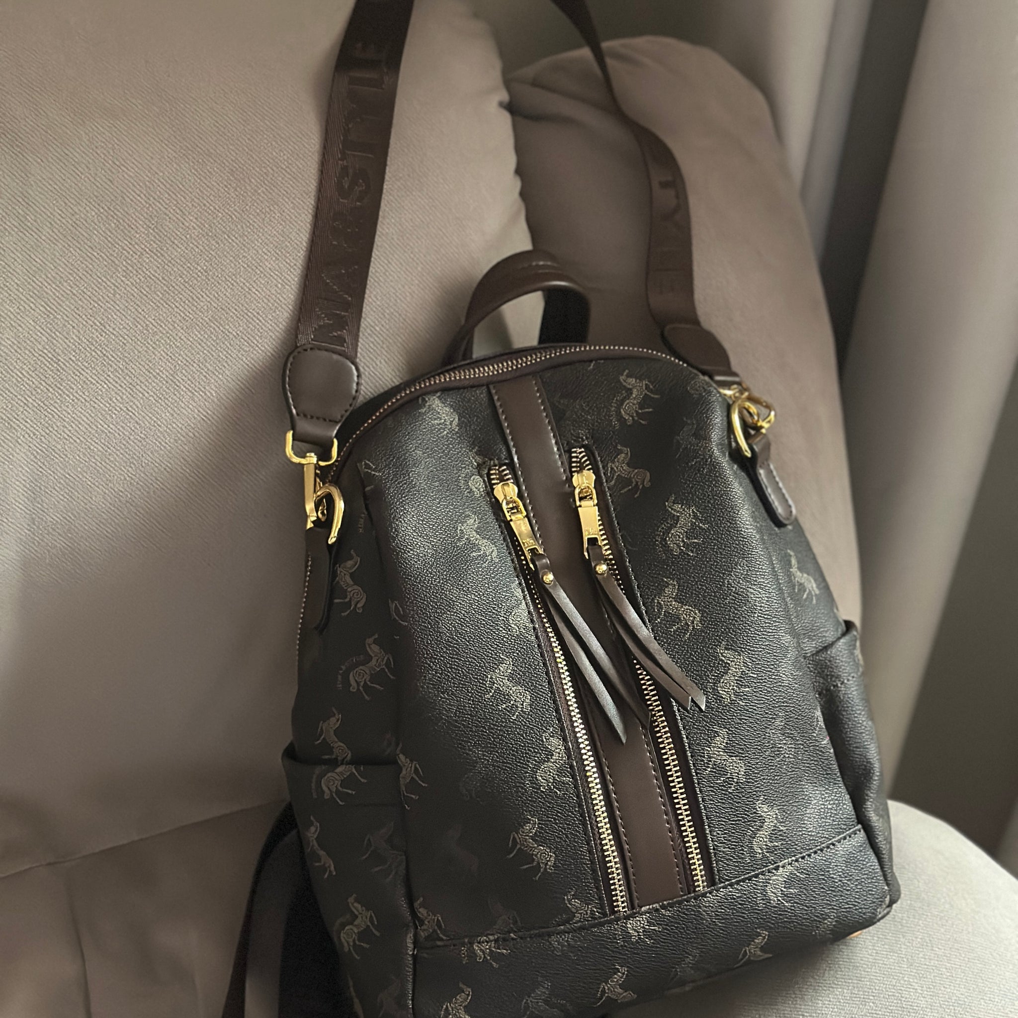 Convertible Brown Monogram Backpack – Stylish & Functional