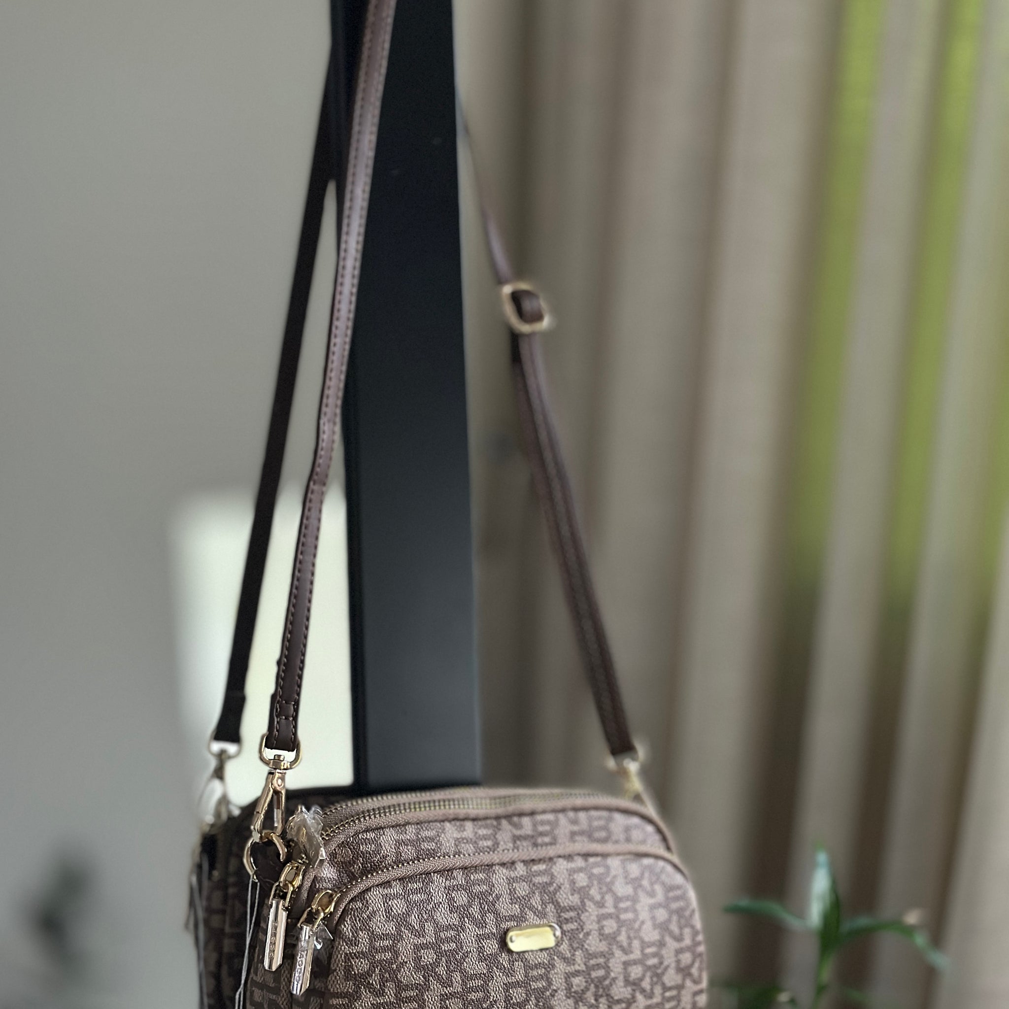 BAGCO Triple-Compartment Monogram Crossbody