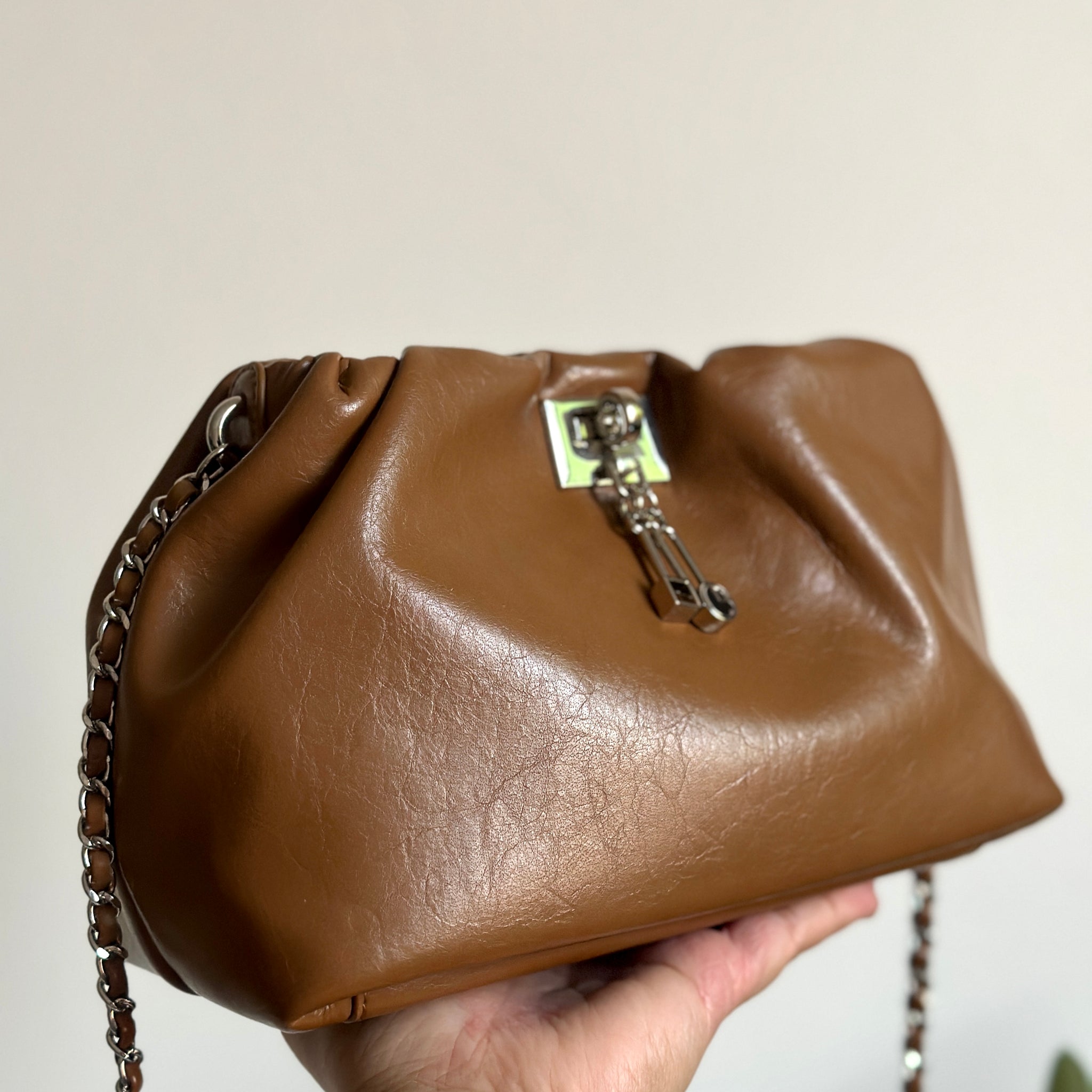 Chic Brown Chain Shoulder Bag