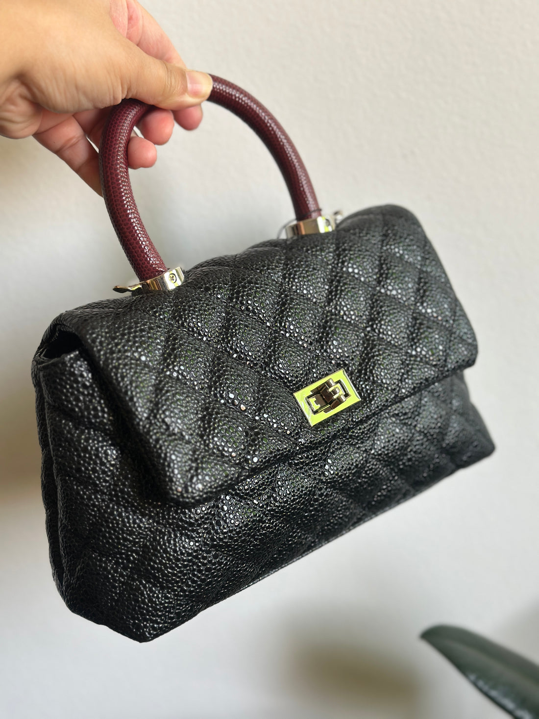Top Handle Quilted Handbag
