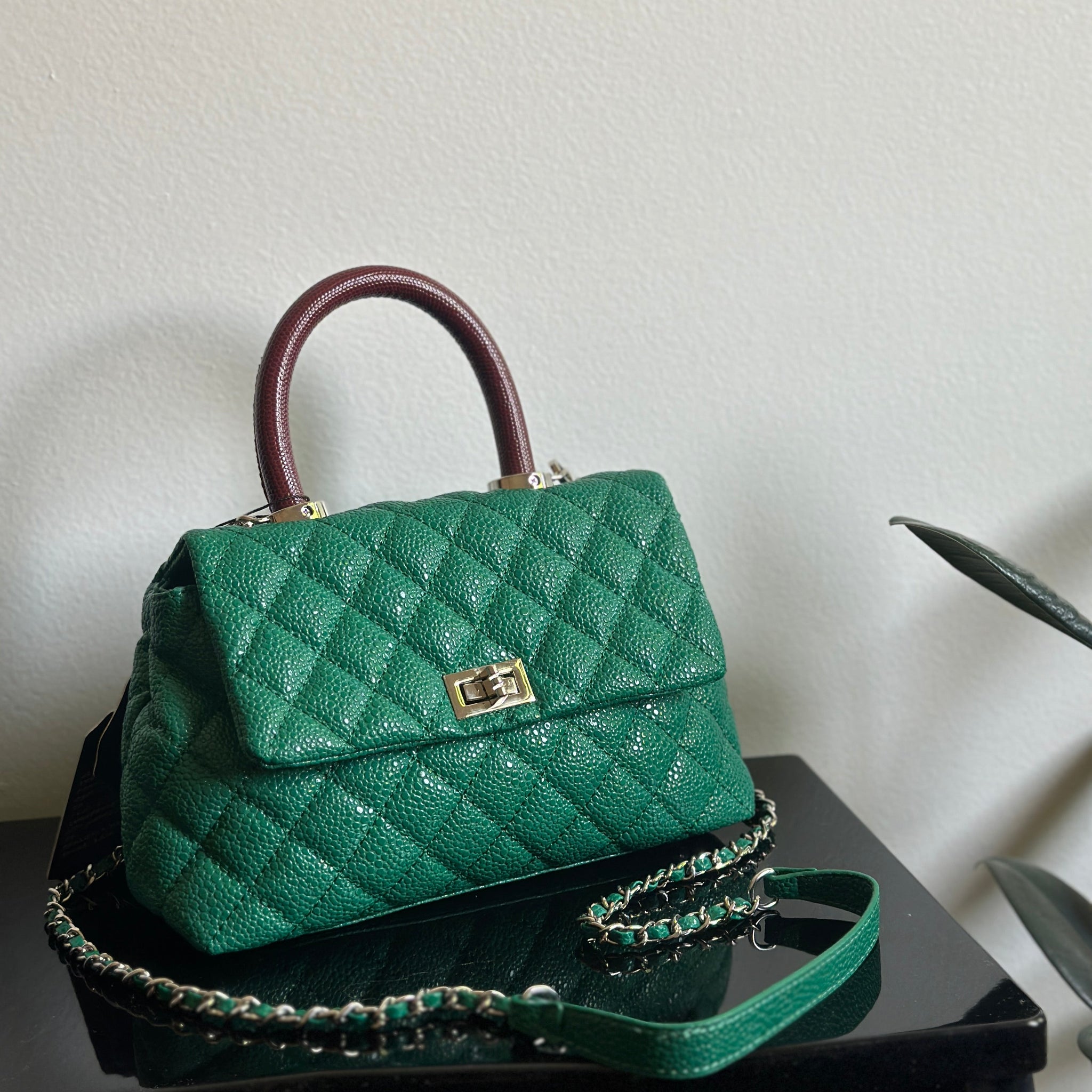 Top Handle Quilted Handbag